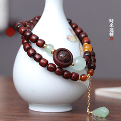 血檀時來運轉手串漢服配飾手鍊日常佛珠古風吊墜夜市地攤直播代發