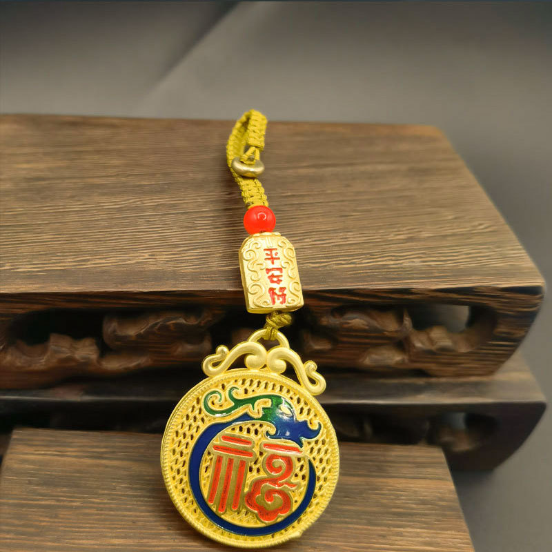 新しい国民トレンド絶妙なキーホルダー古代スタイルの安全ひょうたん車のキーホルダーペンダントユニセックス祝福ギフト|undefined