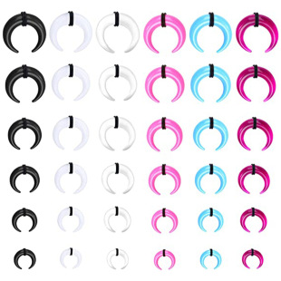 Cross-Border Factory Uv Acrylic Auricle Horn Auricle Black Rubber Leather Ring Multi-Color Auricle Nose Ring Wholesale
