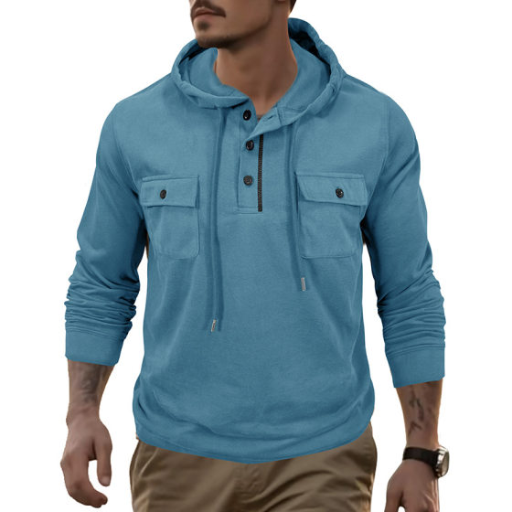 Amazon autumn and winter cross-border men's sweater hooded sports bag long sleeve foreign trade outdoor bottoming men's hat rope top