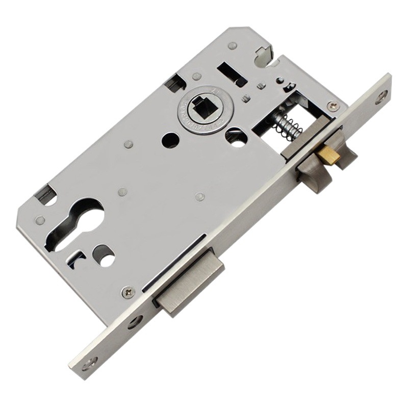 Lelang Mute cerrojo de tres horquillas cuerpo cerradura de la puerta interior cuerpo habitación puerta de madera universal 5072 cuerpo de la cerradura de acero inoxidable