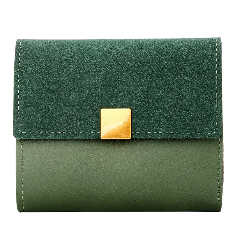 Cartera corta estilo coreano 2024, nueva, mate, con diseño de patchwork retro, versátil, triple, con monedero y tarjetero, venta al por mayor.