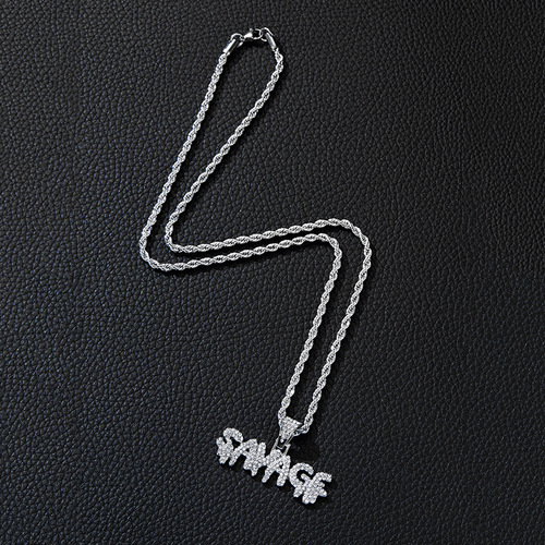 SAVAGE Water Drop Hip Hop Pendant Necklace Fashionable and Trendy Letter Pendant Accessory for Men and Women Wholesale 