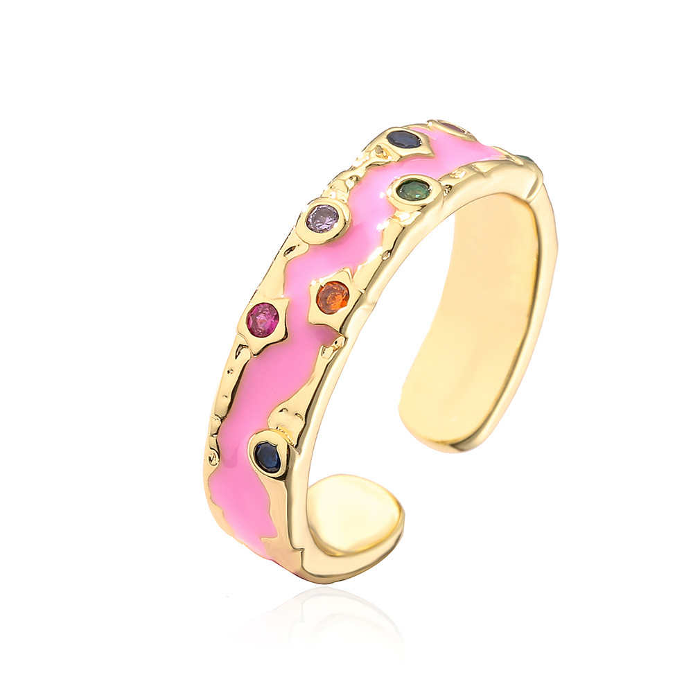 Fashion Geometric Copper Inlay Zircon Rings 1 Piece