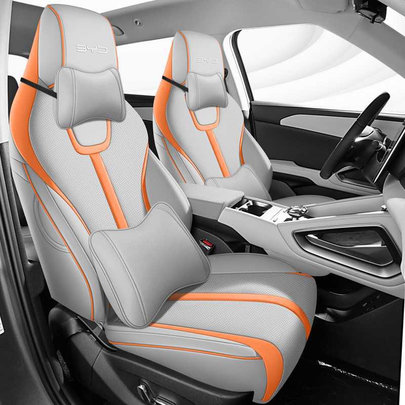 Modelə uyğun (Original) oturacaq örtükləri – BYD Surround - gray-orange-luxury-edition-note-car-model-year-rear-row-half-cover