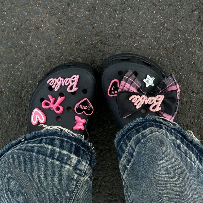 気質靴花リボンデニムストリーマーリボンアクセサリーシューパーツ装飾取り外し可能な下駄靴花靴バックル|undefined