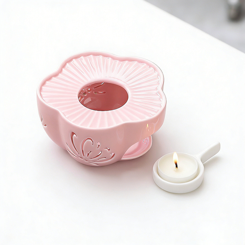Pink Candle Heating Tea Warmer with Ceramic Base, Thermal Insulation Tea Heater, Chinese-Style Household Flower Tea and Fruit Tea Warming Stove Pink Candle Heating Tea Warmer with Ceramic Base, Thermal Insulation Tea Heater, Chinese-Style Household Flower Tea and Fruit Tea Warming Stove