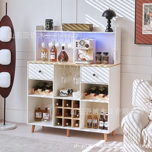 Wooden Storage Cabinet Bar Whiskey Vodka Bottle Wine Glass Storage Cabinet Home Coffee Capsule Storage Cabinet