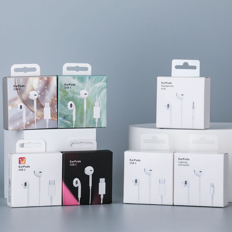 Suitable for Apple 3.5mm Headphone Cable Small White Box Packaging Type-C Wired Headphones Paper Box Packaging in Stock