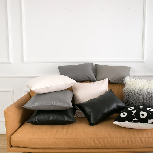 Soft imitation cowhide, light luxury pillowcase leather texture, lumbar pillow, living room sofa, technology cloth cushion, imitation leather cushion