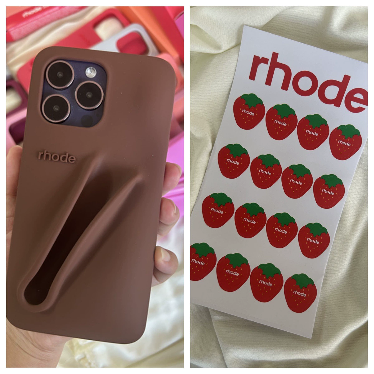 Силиконовый чехол для телефона (Rhode Hailey) с листом стикеров — матовый, для iPhone 13/14/15/16
