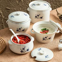 Миннаньский суповой горшок для тушения, пищевая керамика высокого класса с крышкой, внутренняя вставка для тушения и варки супа, домашний керамический сотейник для пропаривания