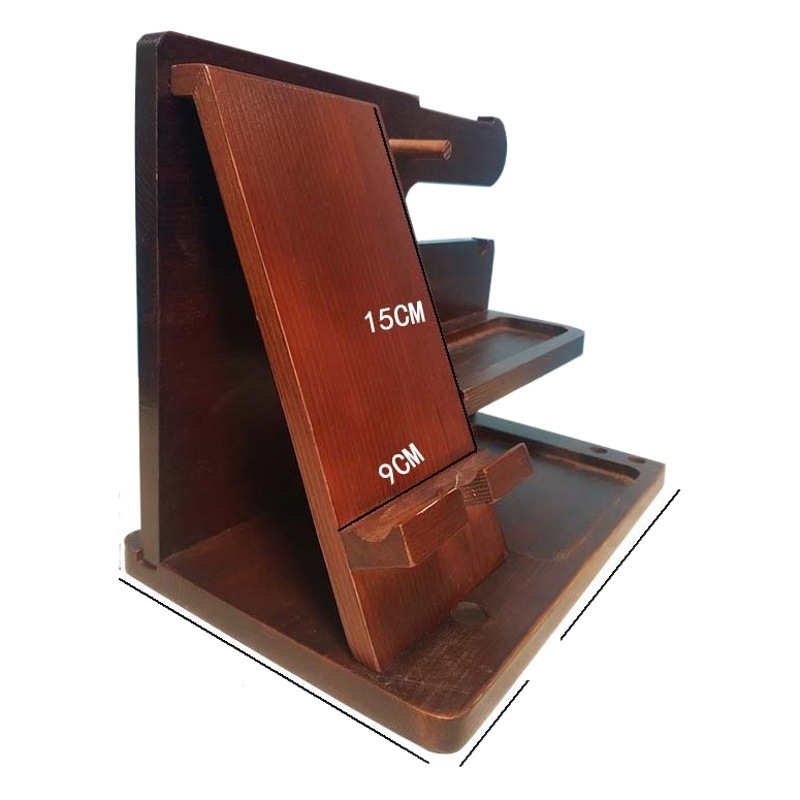 Bedside mobile phone charging bracket solid wood mobile phone storage rack creative decoration multifunctional wooden lazy bracket