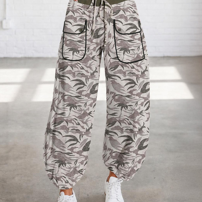 Trendy women's casual pants, cross-border shein camouflage pattern jogger pants, European and American style loose multi-pocket cargo pants for women Trendy women's casual pants, cross-border shein camouflage pattern jogger pants, European and American style loose multi-pocket cargo pants for women