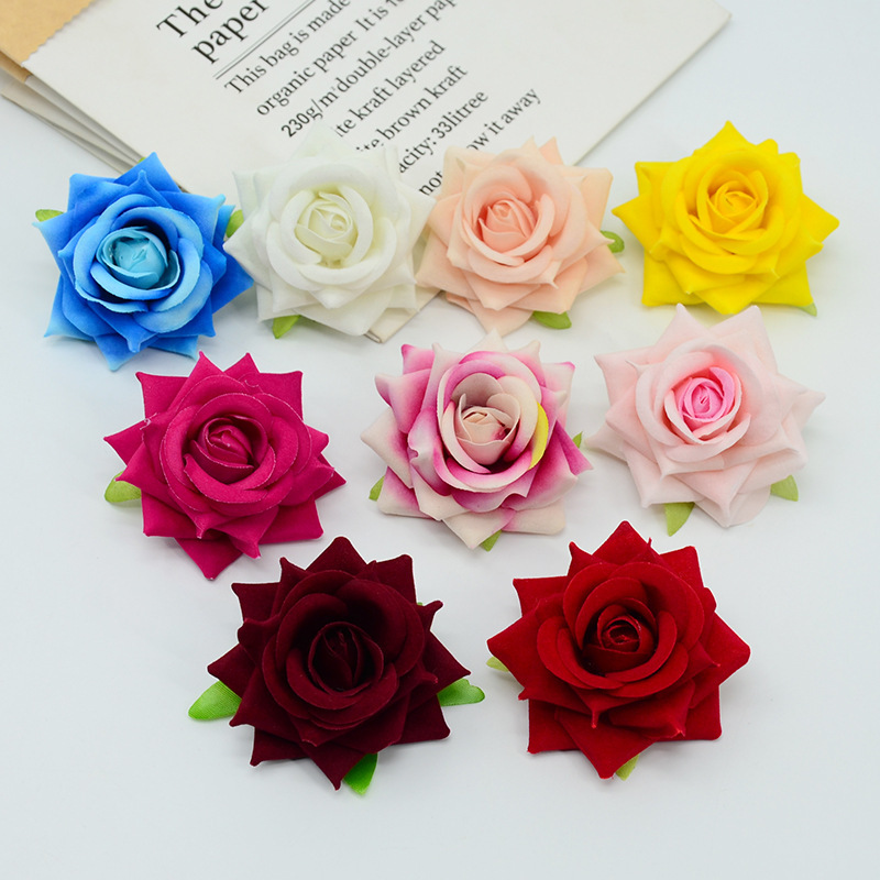 Artificial Velvet Rose Small Size Wedding Scene Rose Wall Arch Flower Arrangement Dessert Table Cake Decoration