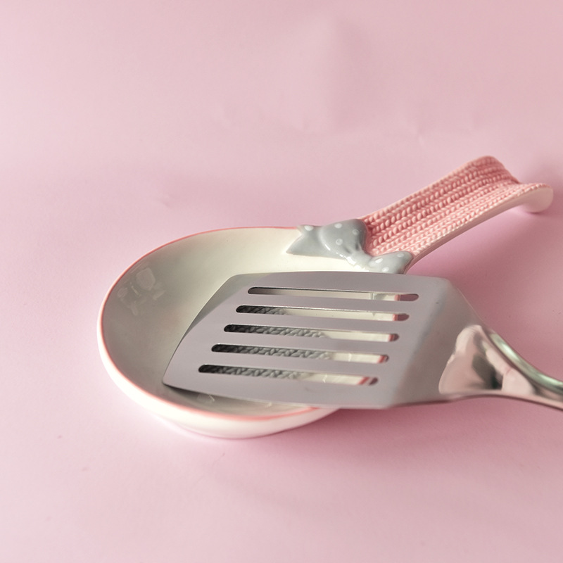 Portacucharas de cerámica rosa, estilo femenino, soporte para cucharas doméstico, adorno decorativo, transfronterizo.