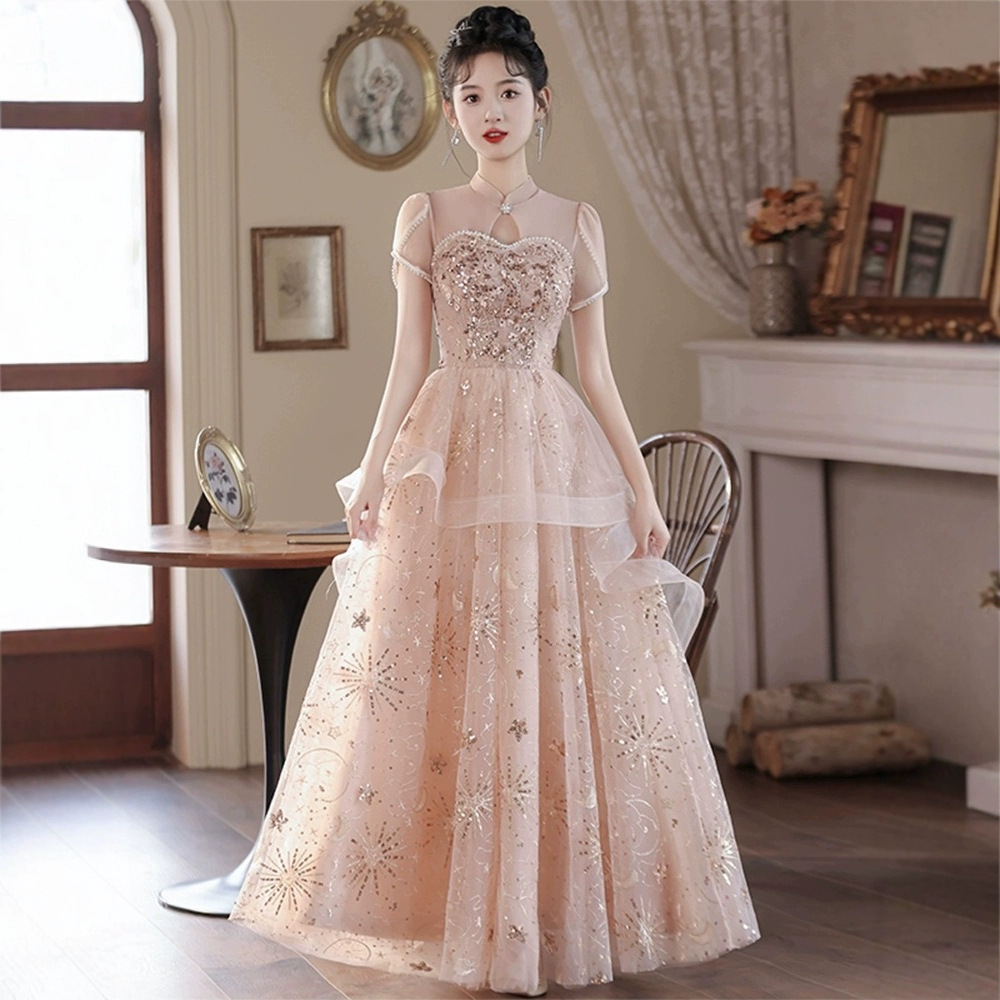 Evening Dress Chinese Style Banquet 2026 New Model Host Cheongsam Art Exam Dress Party Birthday Party Coming-Of-Age Ceremony