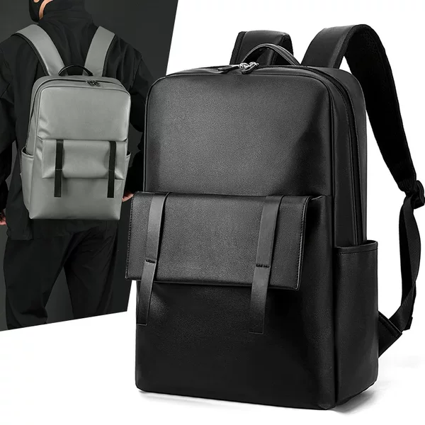 Free Shipping Men's Backpack Simple Fashion Travel Bag Large Capacity PU Leather Computer Bag Fashionable Youth Double Backpack