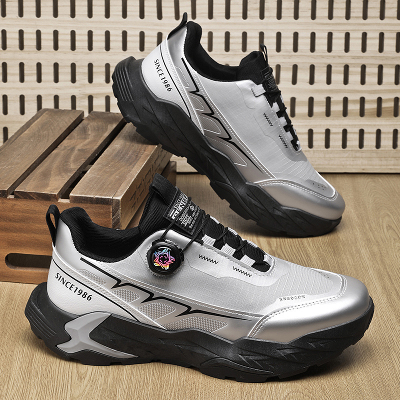 Botón espiral al aire libre zapatillas de montaña antideslizantes y resistentes al desgaste zapatillas de correr casuales de hombre primavera 2025 nuevo