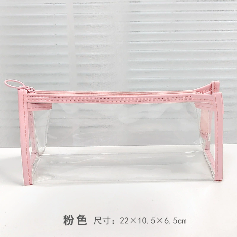 Transparent brand pencil case, children's cosmetic bag, table stationery, capacious storage bag, internet celebrity