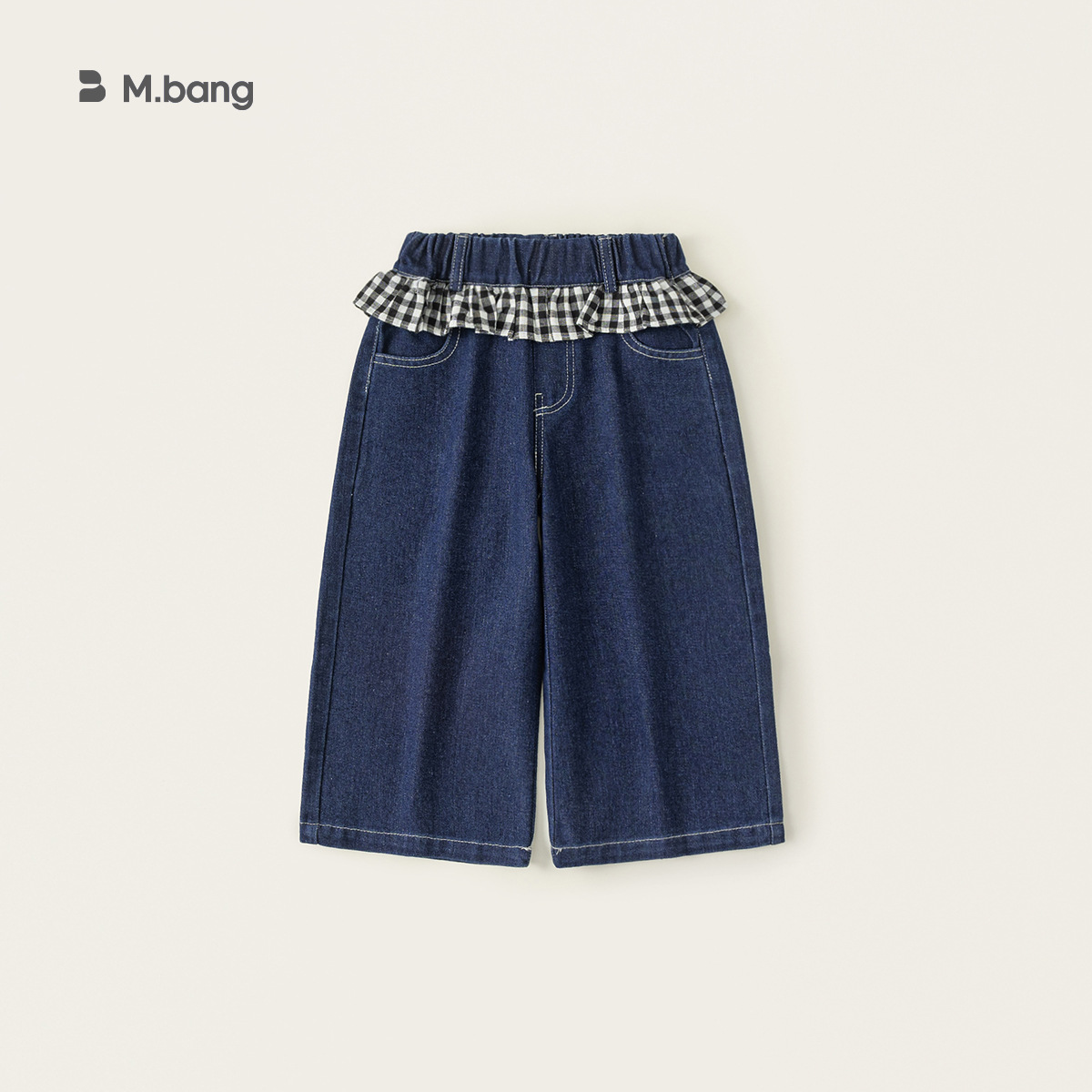 Yoobao ropa infantil jeans de niñas 2026 primavera y otoño pantalones de piernas anchas de encaje a cuadros para niñas pantalones casuales coreanos image 7