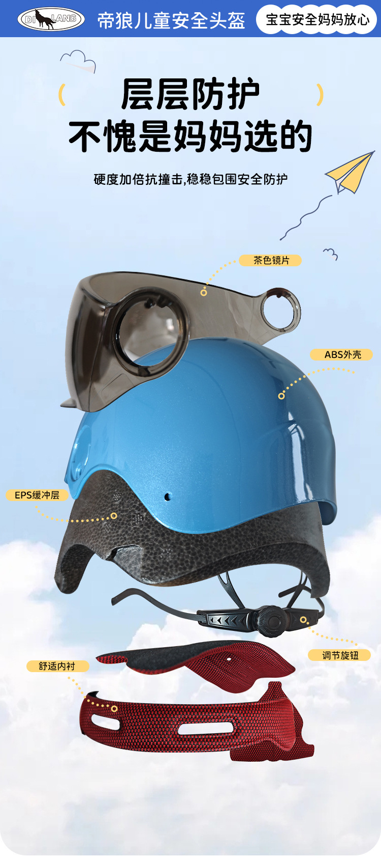 Children's Helmet Boys and Girls 3C Certified Kidsren's Summer Electric Motorcycle 3 to 10 Years Old All-Season Safety Helmet
