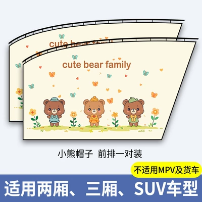 Car Curtain Track-Type Car Window Car curtains - bear-hat-1-pair-in-the-front-row-embedded-slide-type-thickened