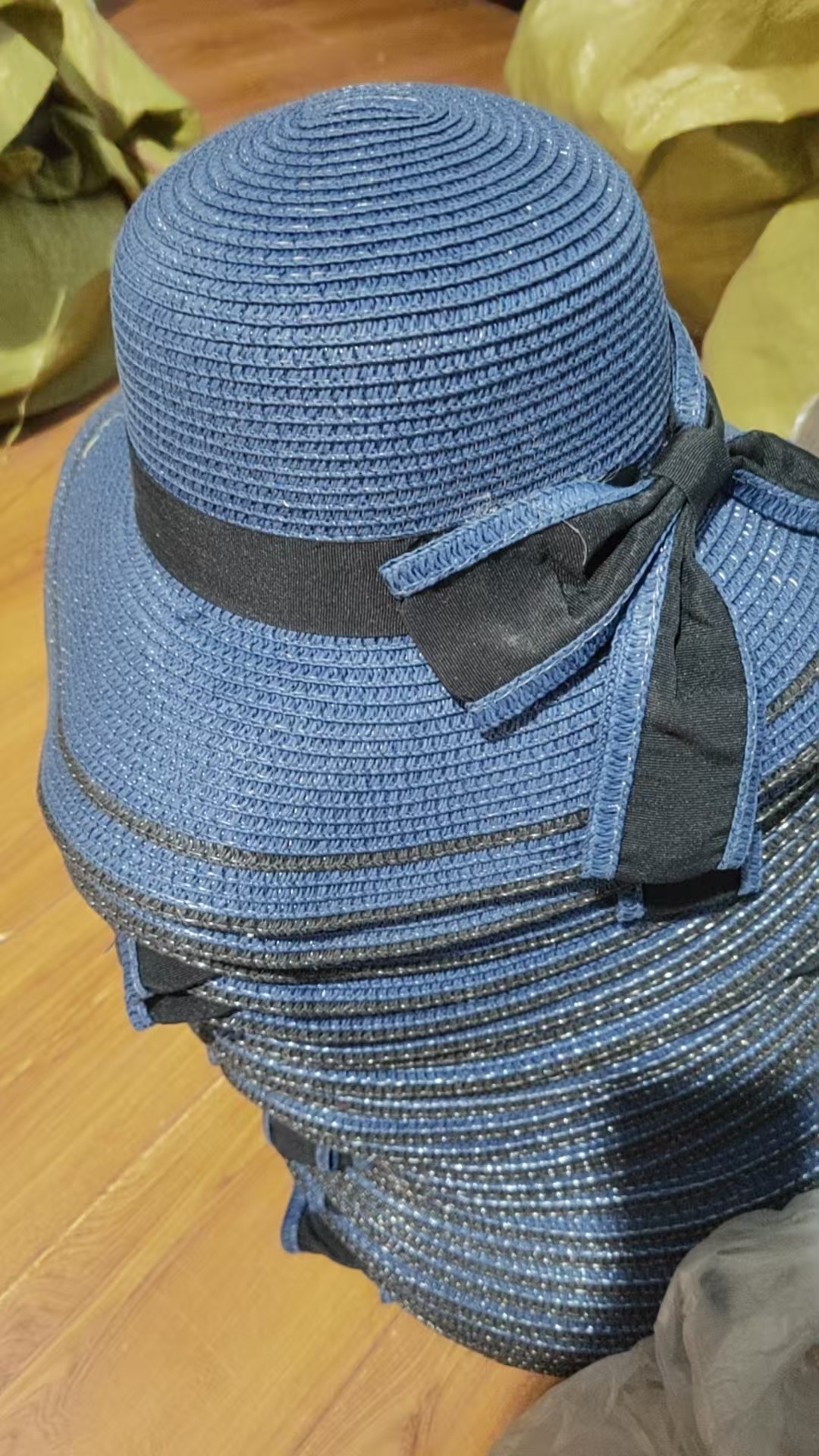 Sombrero de paja femenino estilo coreano, ala grande plegable para vacaciones