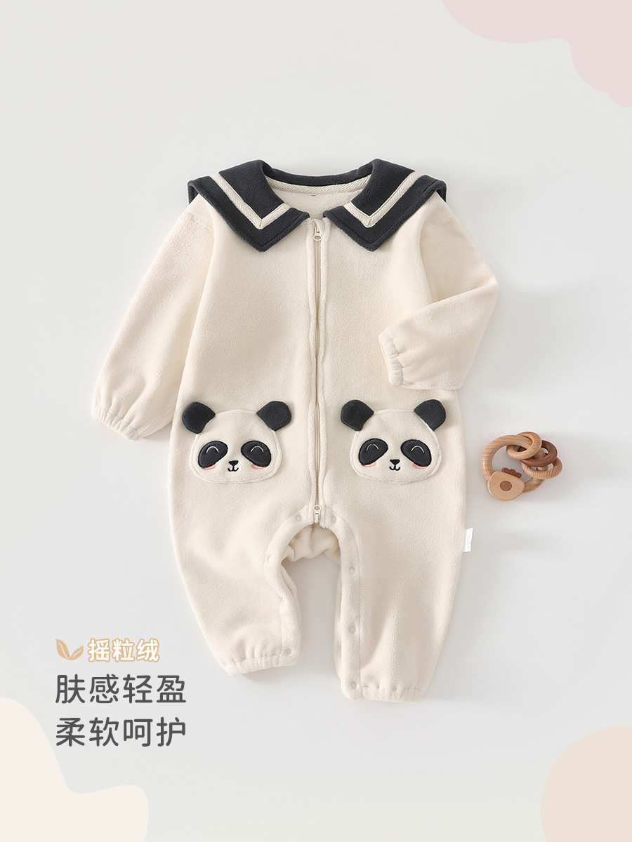 Uniforme de bebé otoño y invierno clase A abrigo de pelusa caliente para bebés en el hogar lindo suave ropa de escalada unida image 2
