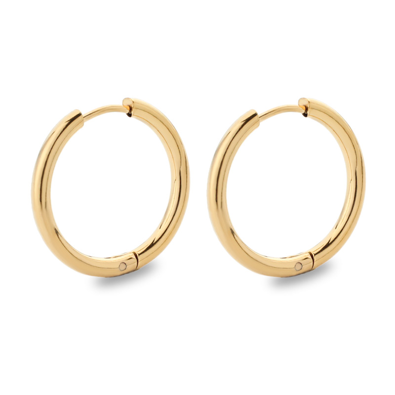 Simple Style Solid Color Stainless Steel Hoop Earrings 1 Pair