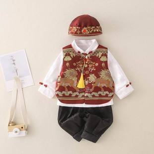 Spring and autumn clothes for baby boy one year old Tang suit dress for baby 100 days old Chinese style clothes for children Chinese style hanfu