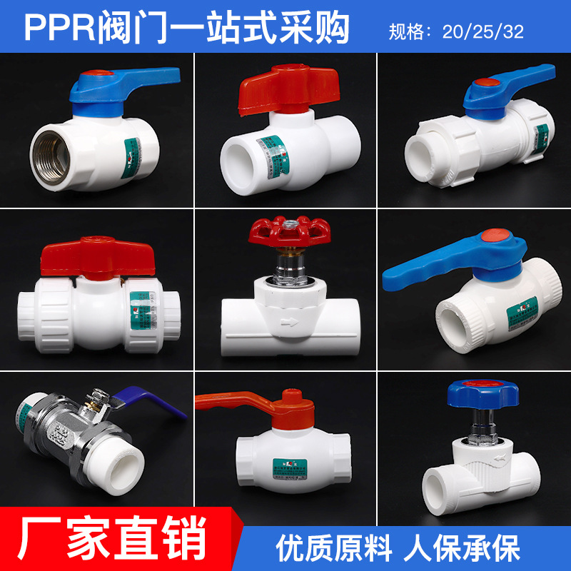 ppr截止阀阀芯阀门双活接钢芯球阀20阀门开关4分6分1寸25热熔水管