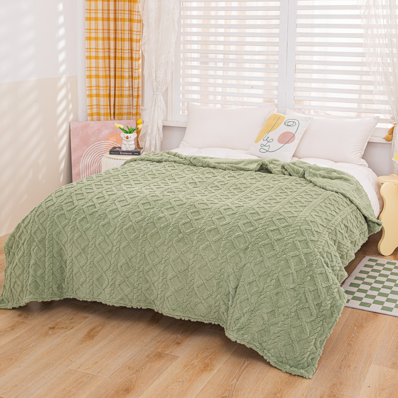 Manta de jacquard de terciopelo de color puro de comercio exterior Manta de franela Manta de cubierta Manta de aire acondicionado de regalo Manta de siesta multifuncional