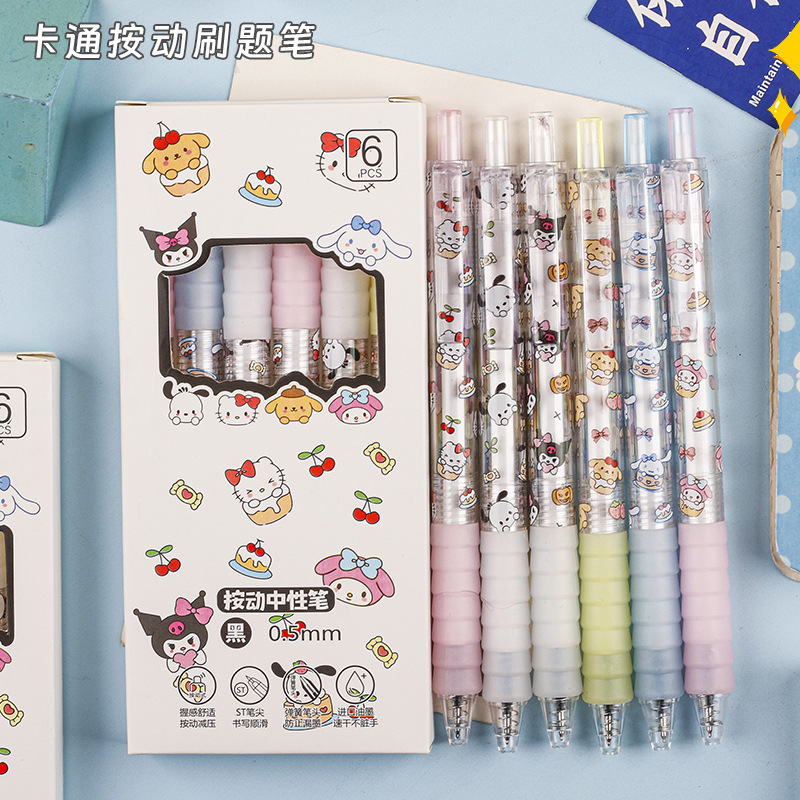 Nuevo Kitty Kulomi dibujos animados suaves y rápidos secos pulsantes bolígrafo neutro de alto valor de firma negra