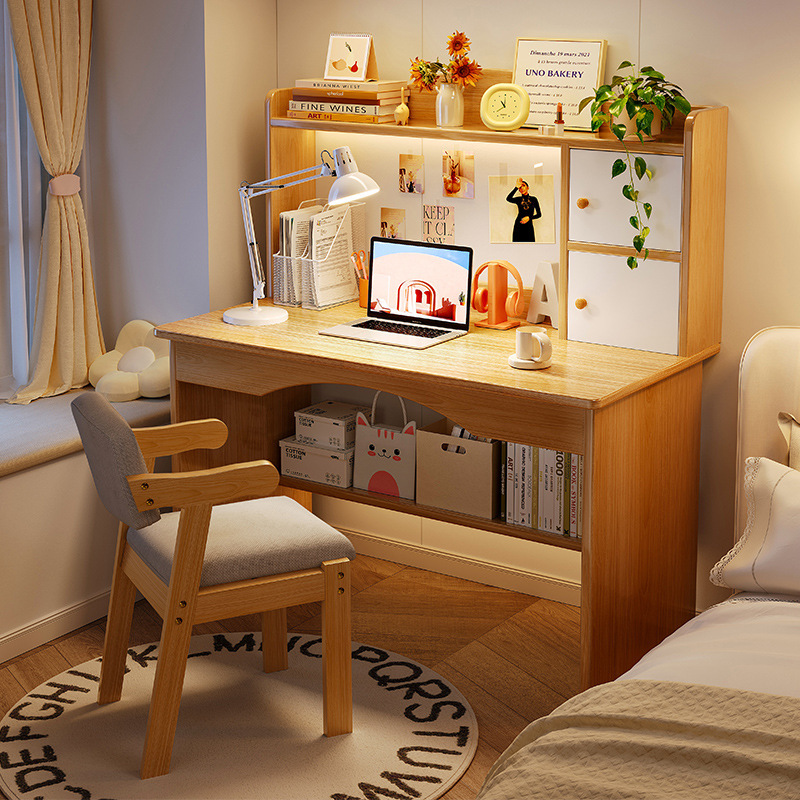 Escritorio, estantería, escritorio de computadora pequeño integrado, escritorio simple, escritorio moderno, dormitorio en casa para estudiantes, escritorio de aprendizaje