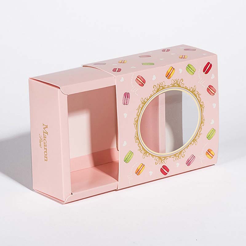 6粒装马卡龙包装盒开窗烘焙包装巧克力盒抽屉式饼干盒西点盒批发