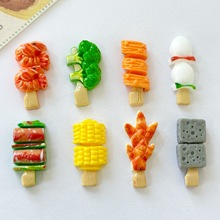 仿真食玩烧烤水煮串串树脂配件diy奶油胶手机壳头绳抓夹冰箱贴片