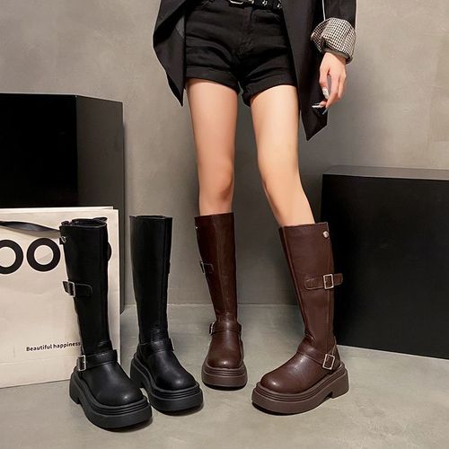 Cool and fashionable, versatile, street style tall boots for women, new style in 2024 autumn, Merrell height-increasing thick-soled skinny boots 