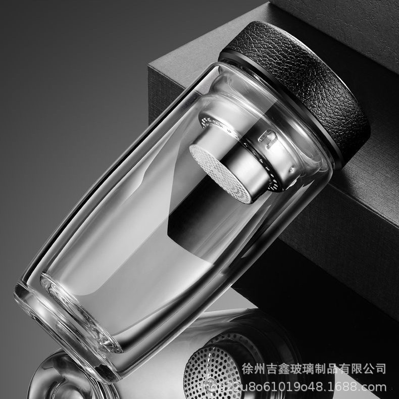 鹅蛋杯商务通过茶杯耐高温茶水分离杯大容量双层加厚玻璃杯泡茶杯|undefined