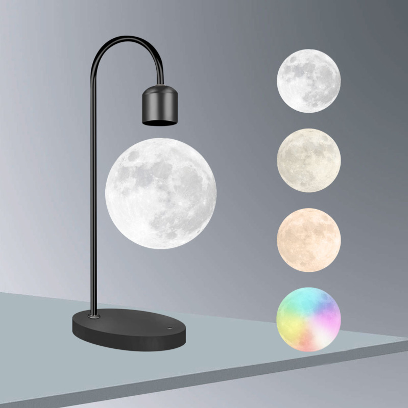 Super Color Temperature Premium Elegant Black Magnetic Levitation Moon Lamp 3D Printed Large Night Light Ornament Home Gift Eye Protection