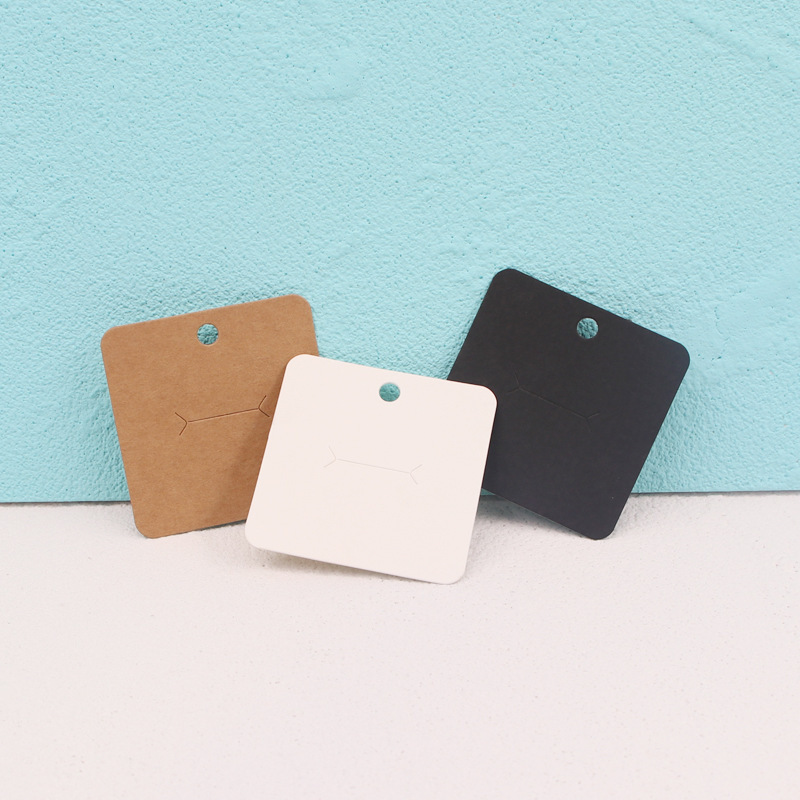 100张现货6x6cm空白戒指卡片饰品黑色包装卡纸复古牛皮纸戒指卡纸