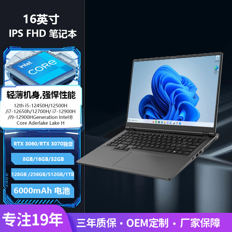16-inch laptop HD IPS discrete graphics card large memory portable thin office business new