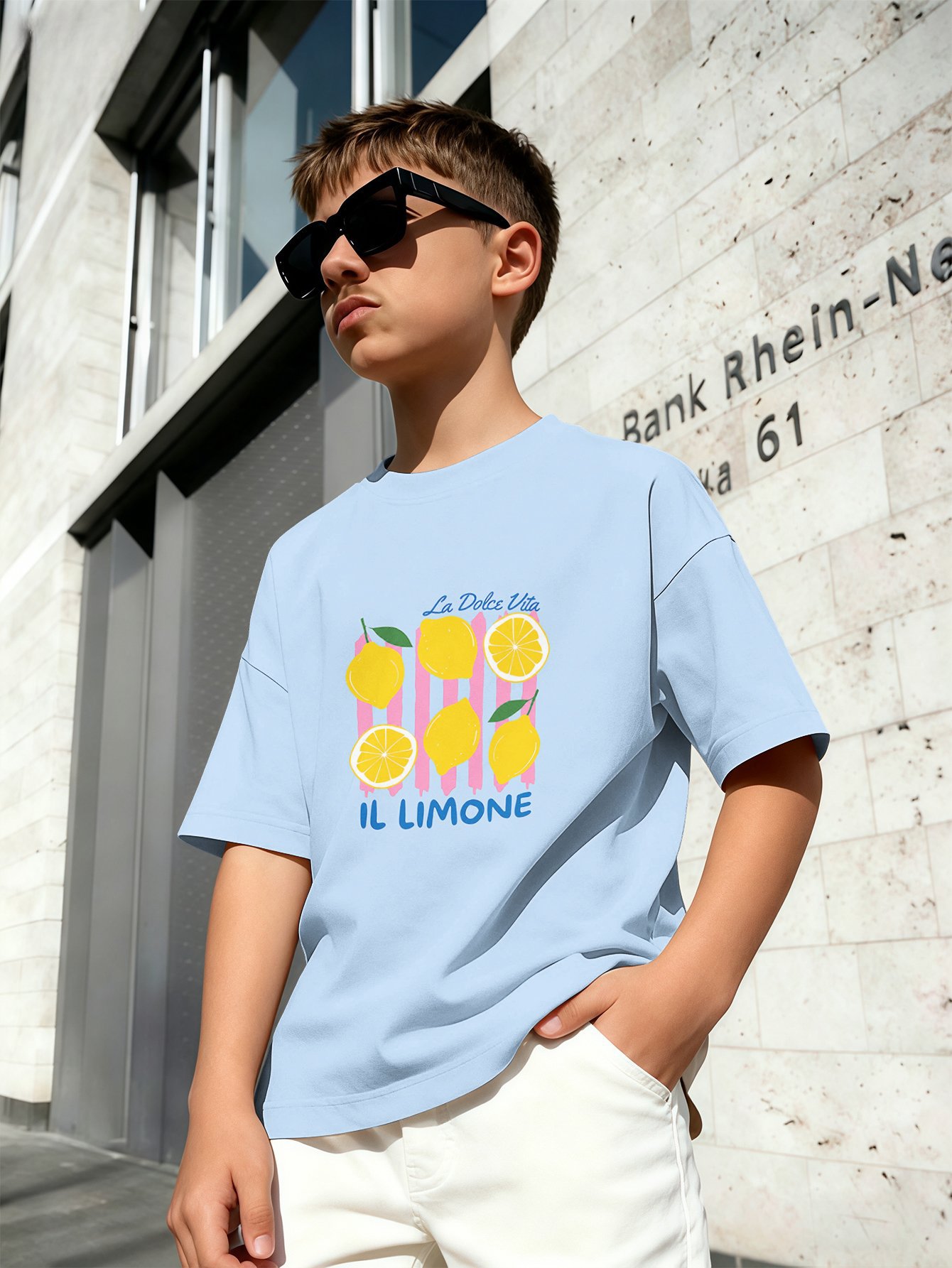 T-shirt för pojkar med 3d rymdraket tryck rund hals vit_voghion.com
