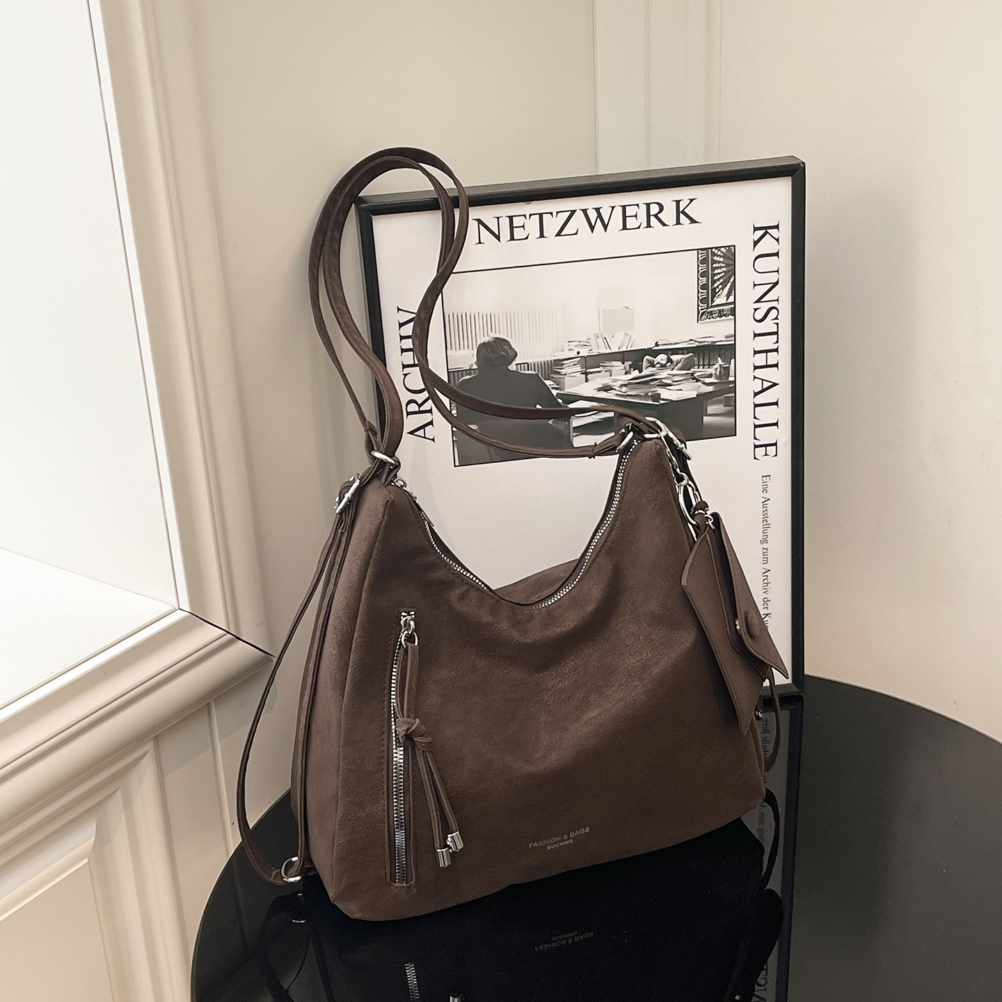 Cross-Border Women's Bags 2026 New Fashion Versatile Retro Stylish Underarm Bag Solid Color Textured Shoulder Crossbody Bag