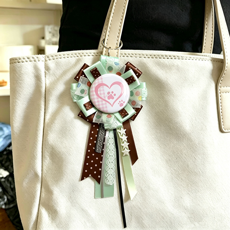 Finished product bag charm ins58 handmade DIY lace badge holder idol goods decorative accessory badge holder brooch