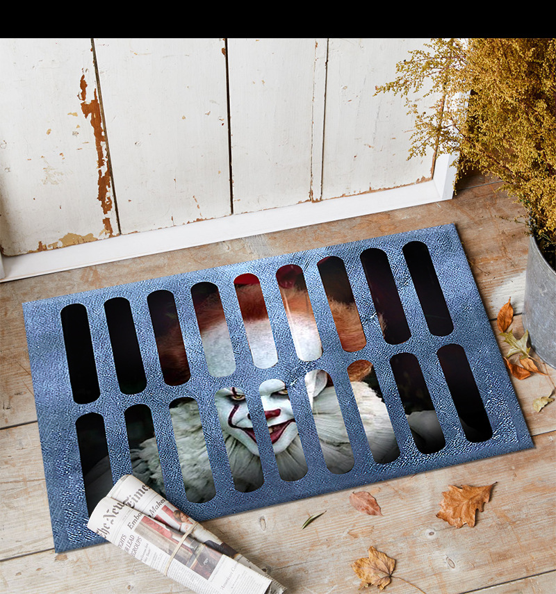 Fábrica transfronteriza alcantarilla cubierta de alcantarilla alfombra de payaso estera de la puerta de Halloween cráneo diseño fantasma cara estera del pie estera del baño