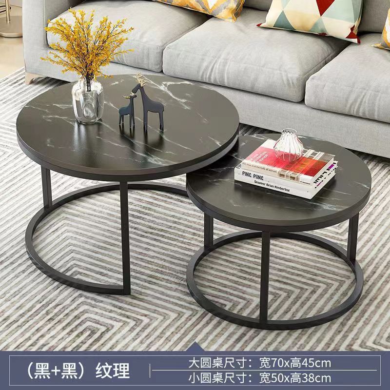 Mesa de té lujosa moderna pequeña sala de estar mesa redonda simple de mármol italiano creativo mesa de té de hierro forjado