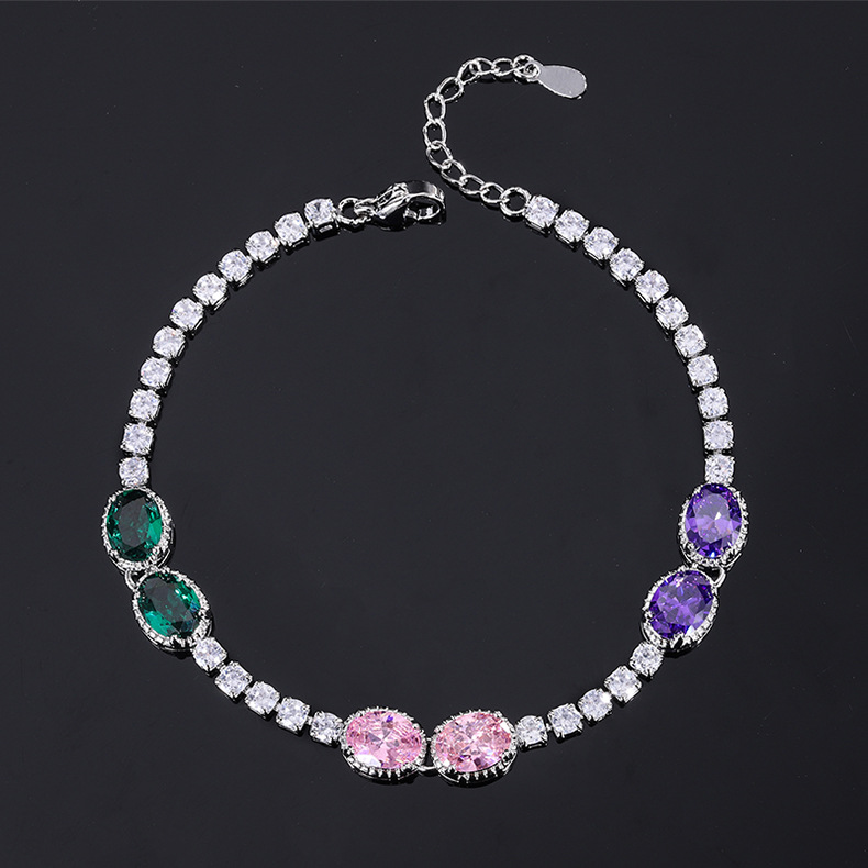 Fashion Oval Heart Shape Brass Inlay Zircon Bracelets 1 Piece