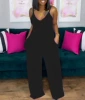 Pure color black trousers