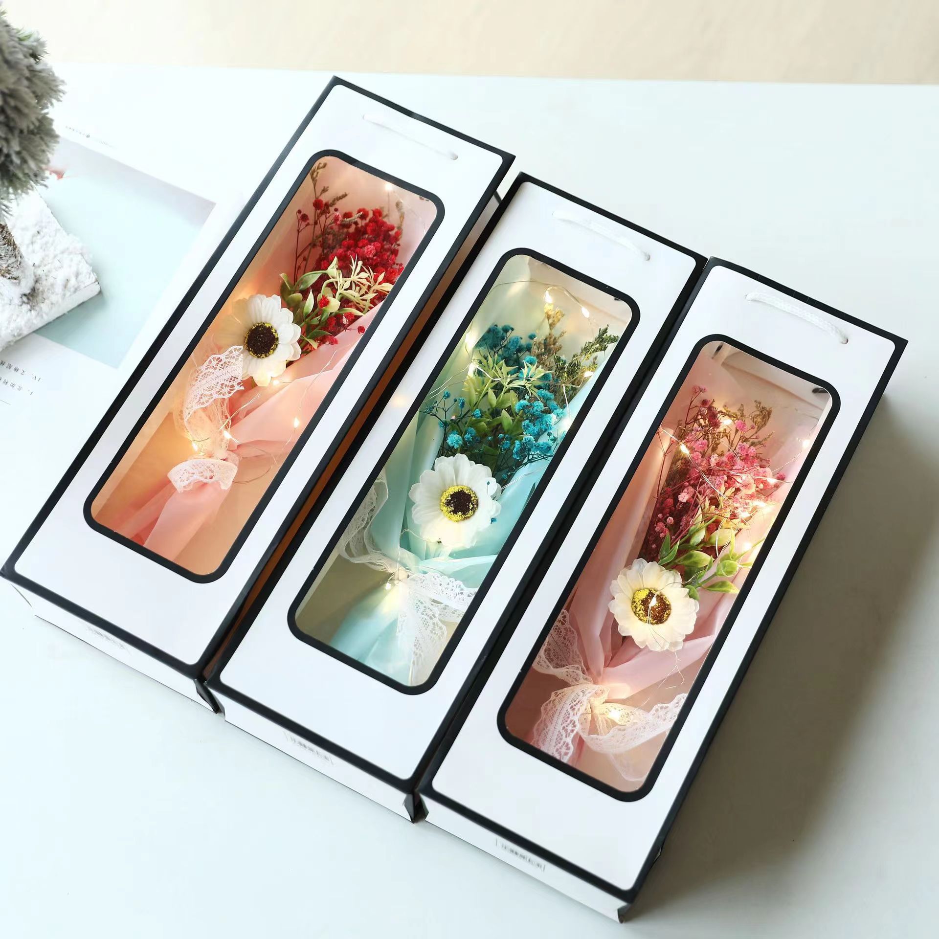 开窗透明PVC可折叠单包装袋橱窗袋手提袋酒品袋鲜花礼品袋现货